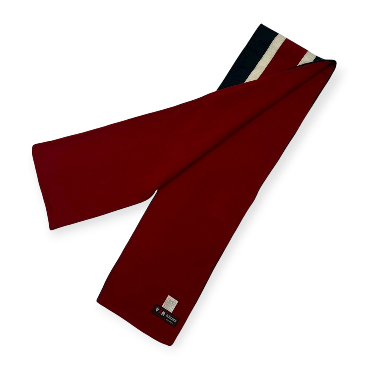 VAN JAC ヴァンヂャケット ワッペン付き スクール マフラー /レッド×ネイビー×ホワイト