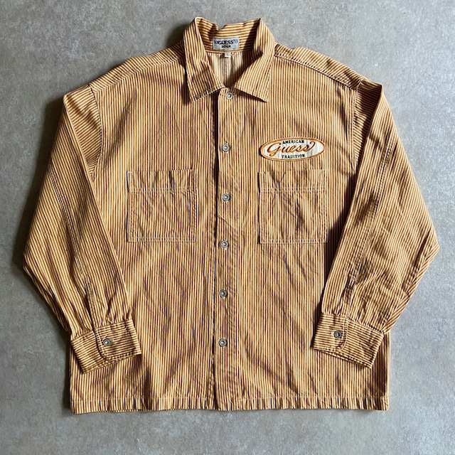 1990s  GUESS  L/S  Stripe Shirt  L  Made in USA　H755