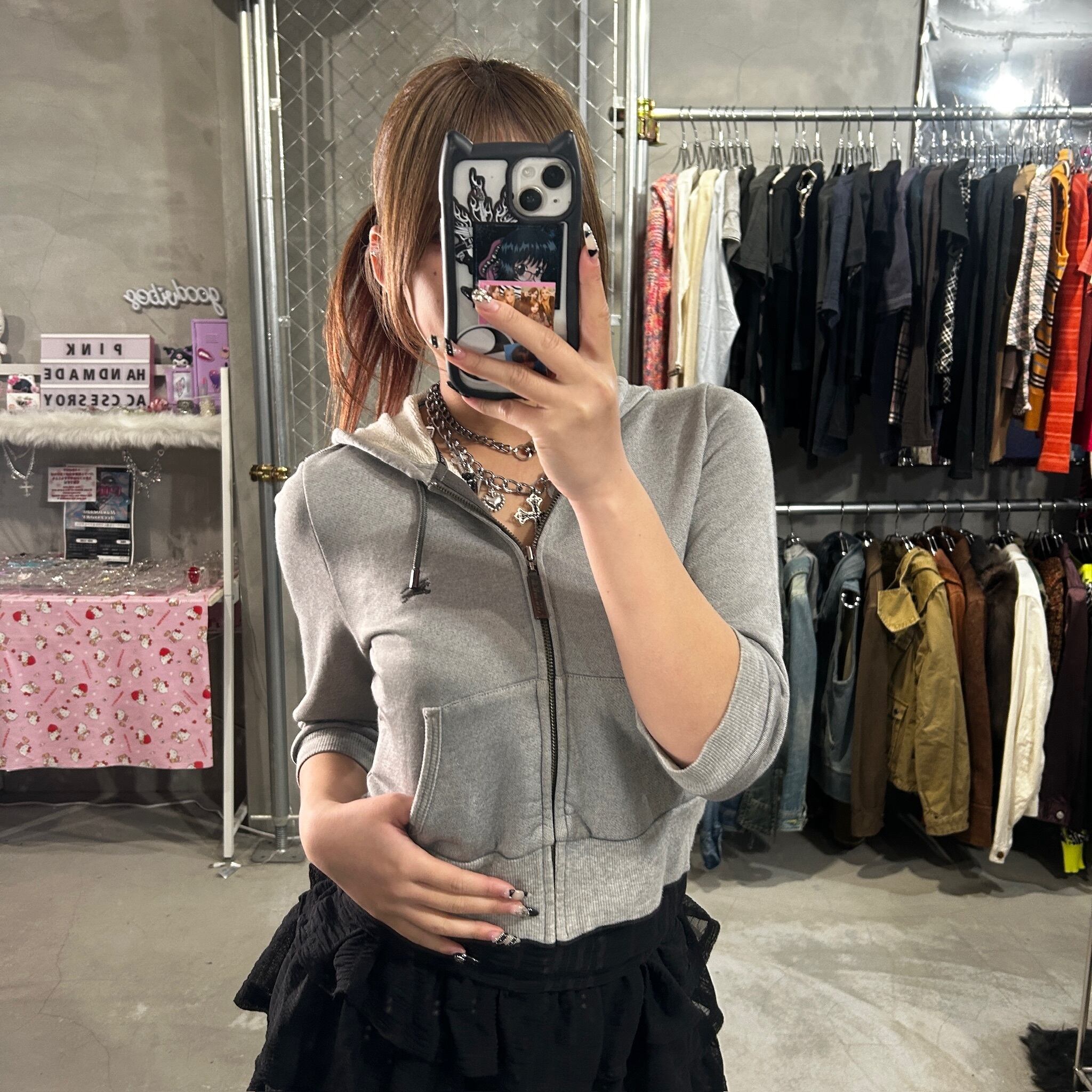 グランジ ファーモッズコート カーキ | 古着屋 PINK