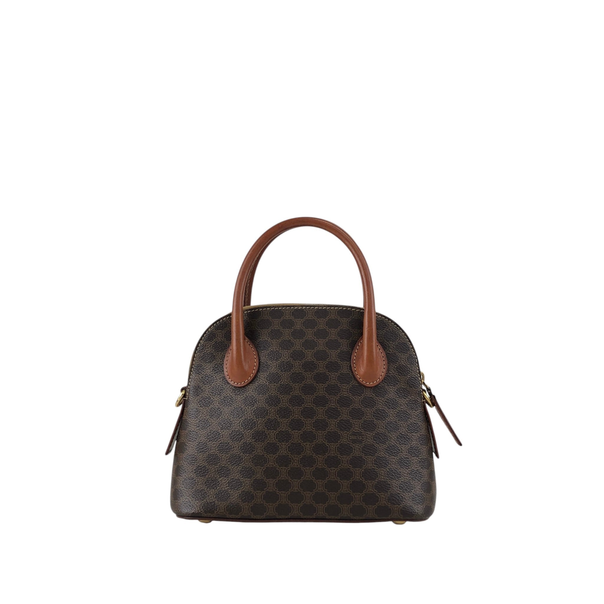 CELINE セリーヌ マカダム ショルダーバッグ ブラウン PVC レザー 2WAY