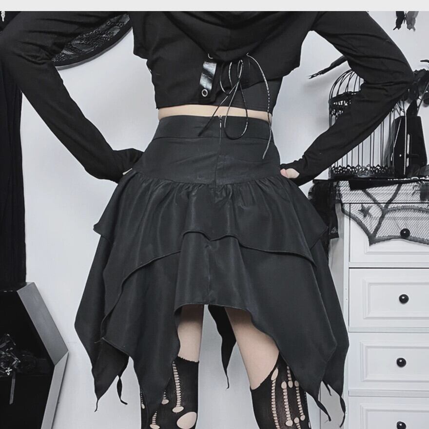 スカート アシンメトリー ゴシックゴスロリ 闇かわいい バンギャ｜天使