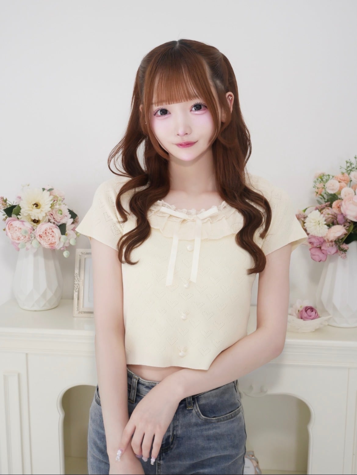 frill heart knit