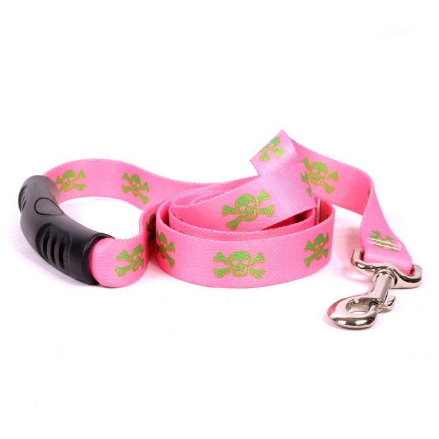 Pink & Green skulls 首輪＋リードセット Lサイズ - Yellow Dog Design