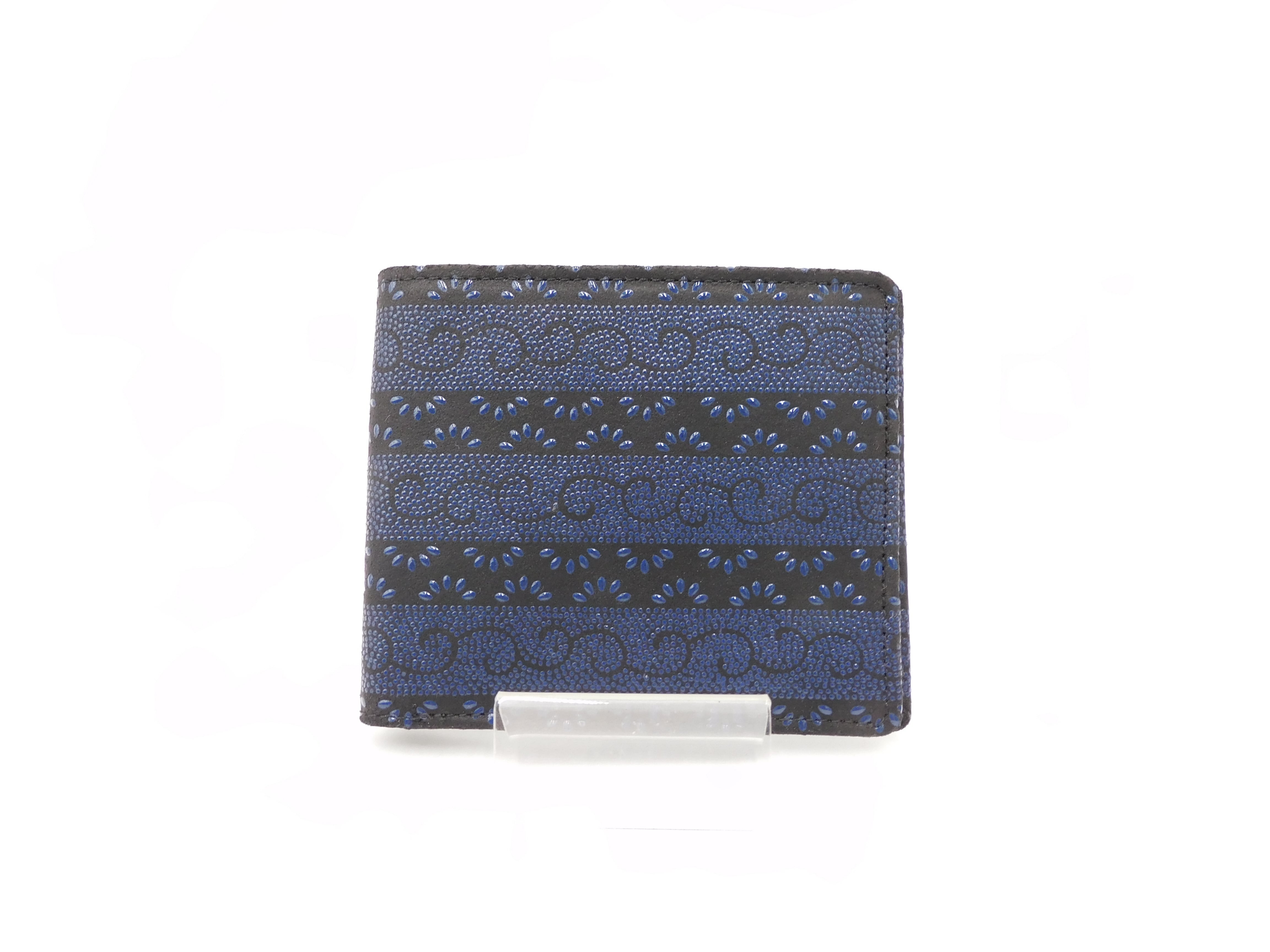 札入(小銭なし)黒/紺 段菖蒲柄