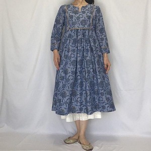 【SALE25%OFF!】 マンガラギリコットンヨークワンピース ブルーオーキッド Lサイズ