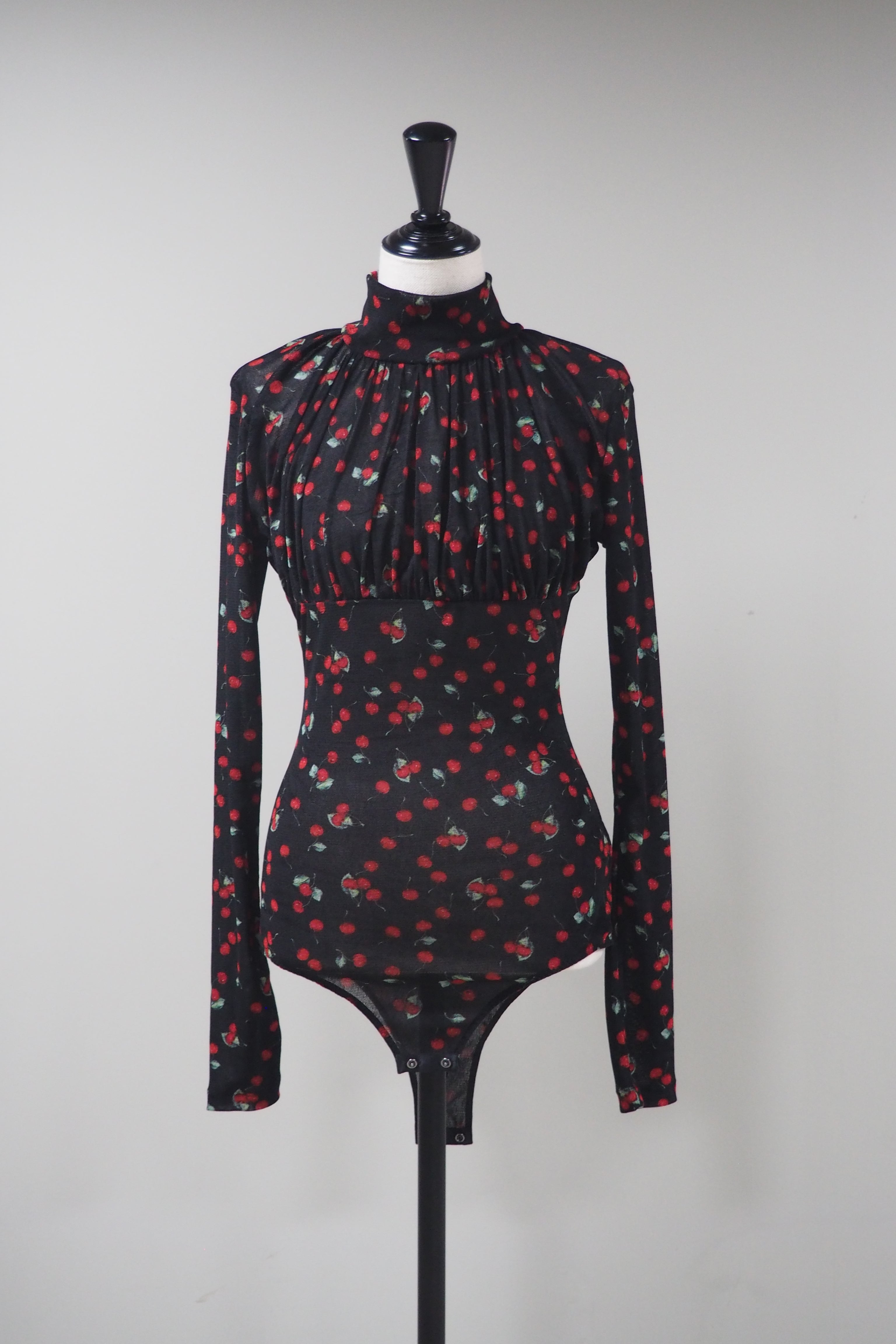 FETICO】Printed velvet tulle turtleneck bodysuit | loop