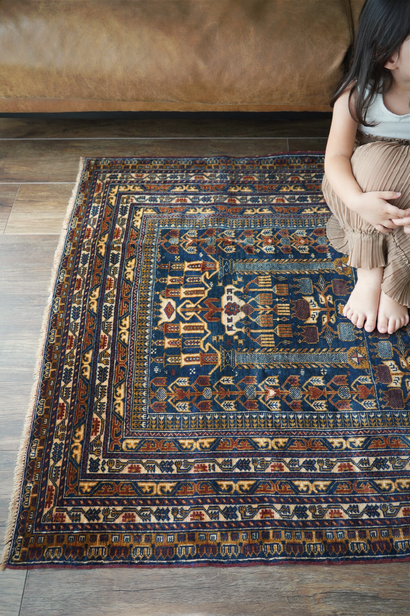 687】Vintage Afghan Turkmen Ali khoja rug 1970's | ヴィンテージ