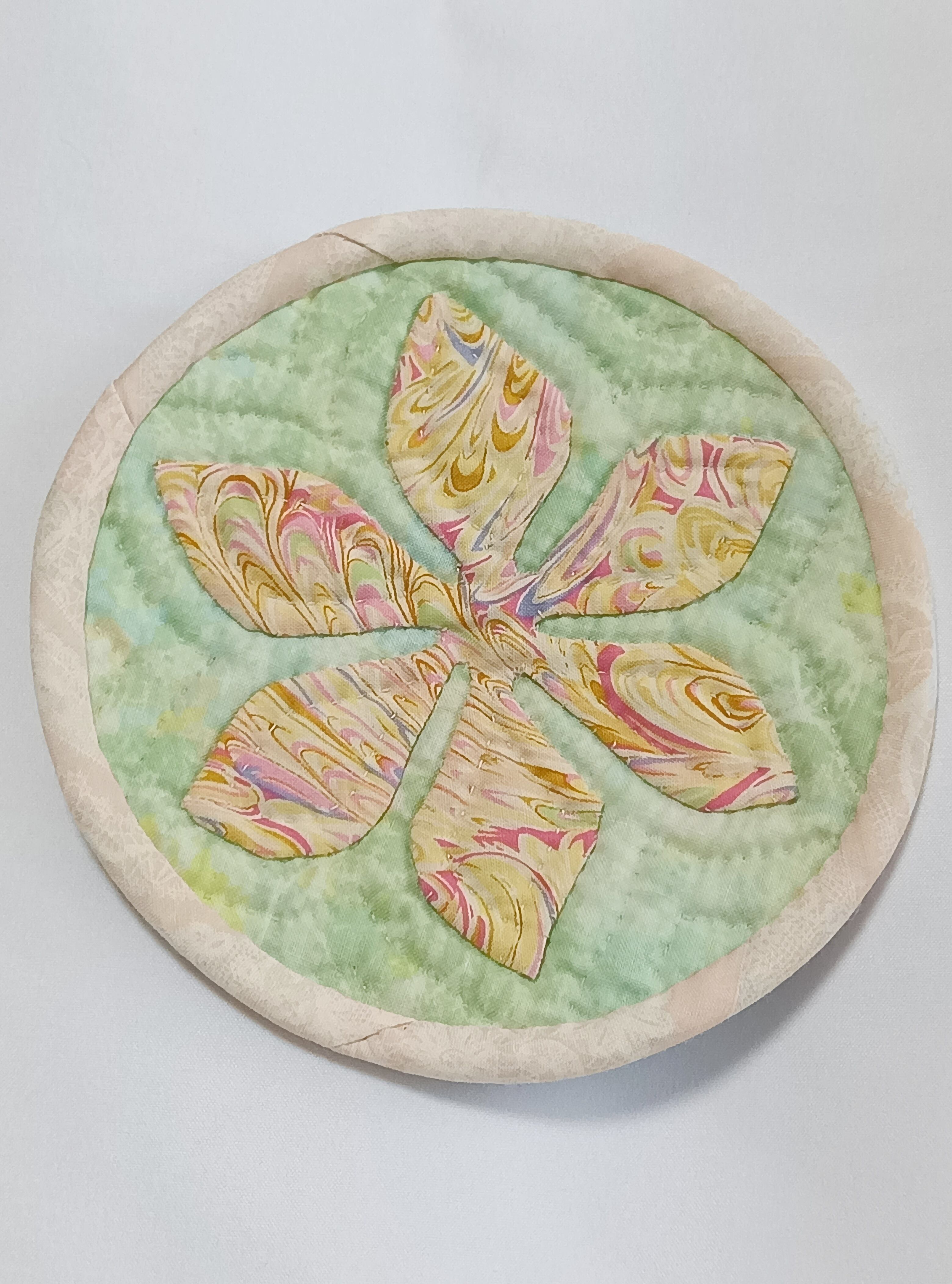 HawaiianQuilt Peach】ハワイアンキルト コースター ティアレ