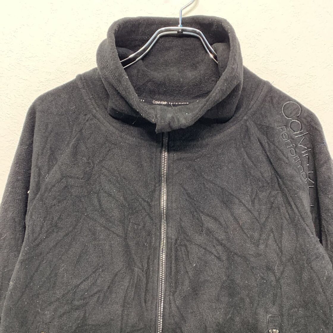 Calvin Klein フリース ジャケット S ブラック カルバンクライン 古着 