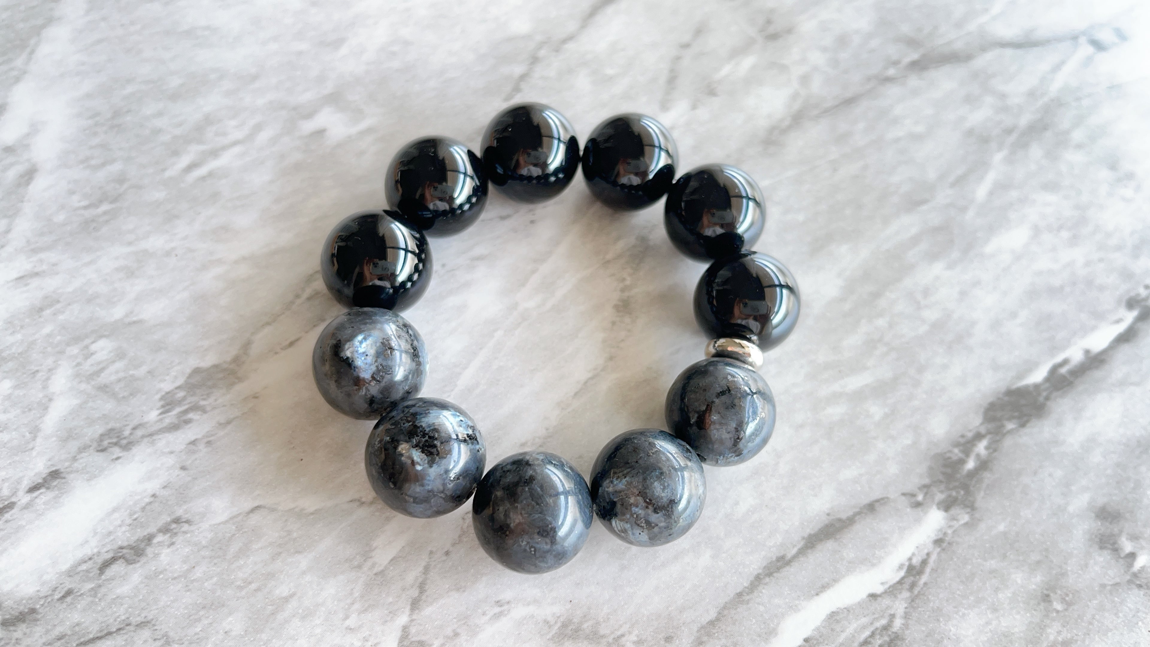 受注製作・残り1個】ラルビカイト&モリオン18mm✧バイカラー