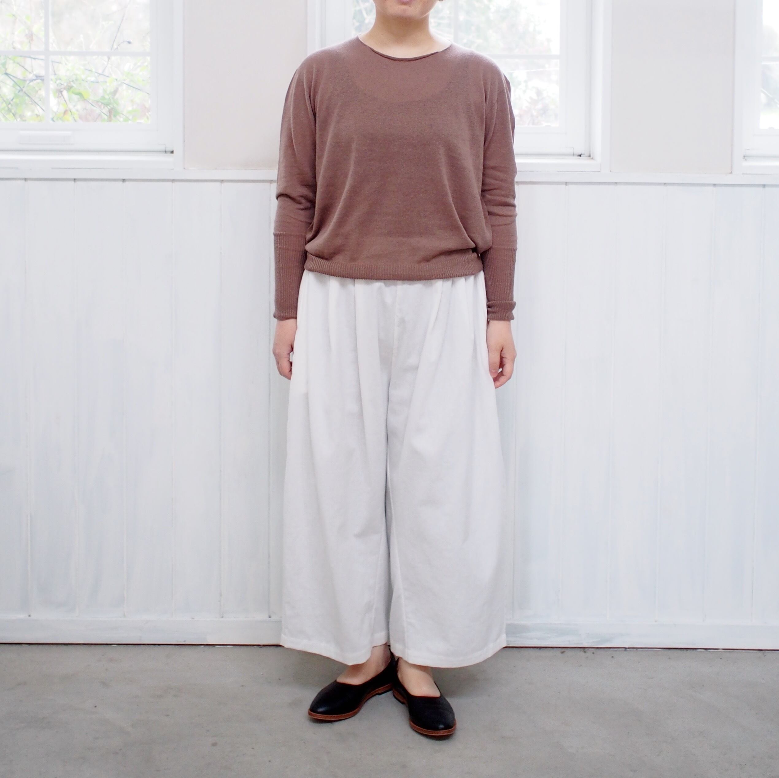 【miho umezawa】 COTTON LINEN whole garment thin yarn pullover