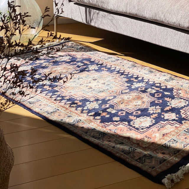 ヴィンテージラグ｜ミディアム vintage rug medium * ふんわりグレースフルネイビー fluffy graceful navy 80×136 [dra014]