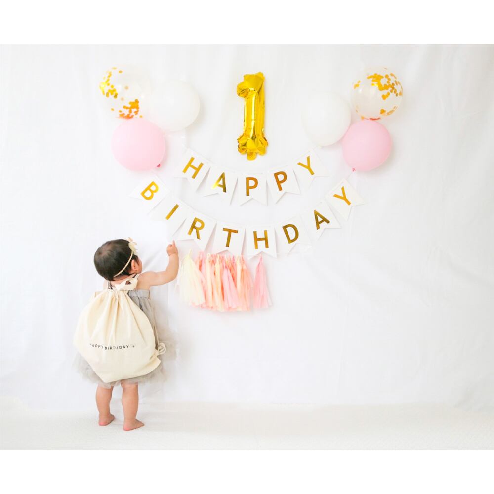 送料無料 初めてのお誕生日セット 飾り付け 装飾 ファーストバースデー バースデーデコレーションセットno 2 選び取りカード 一升餅 ナップサック リュック フォトブース Hanamei