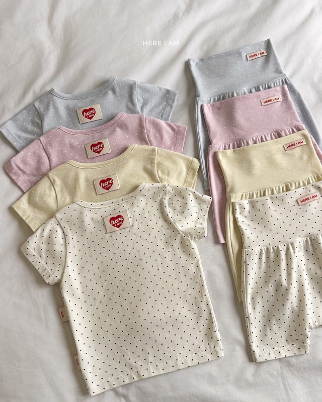 【取寄】here i am｜dot modal roomwear｜ドットモダールルームウェア｜12M-120｜kids｜26 summer