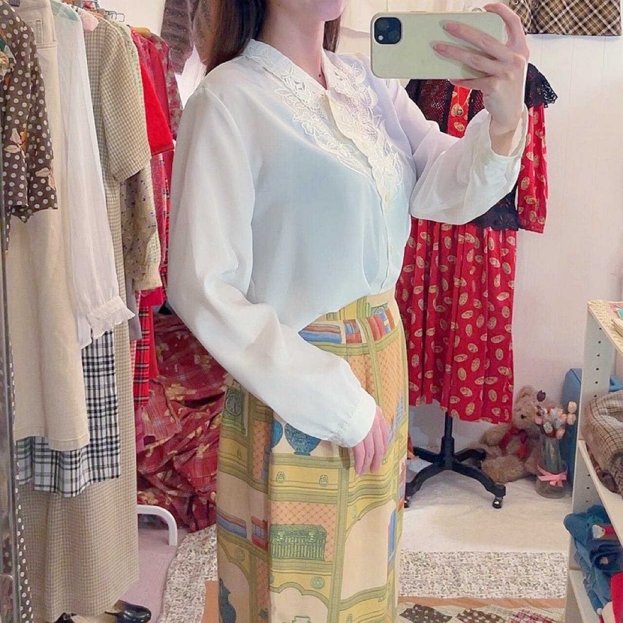 flower embroidery white blouse