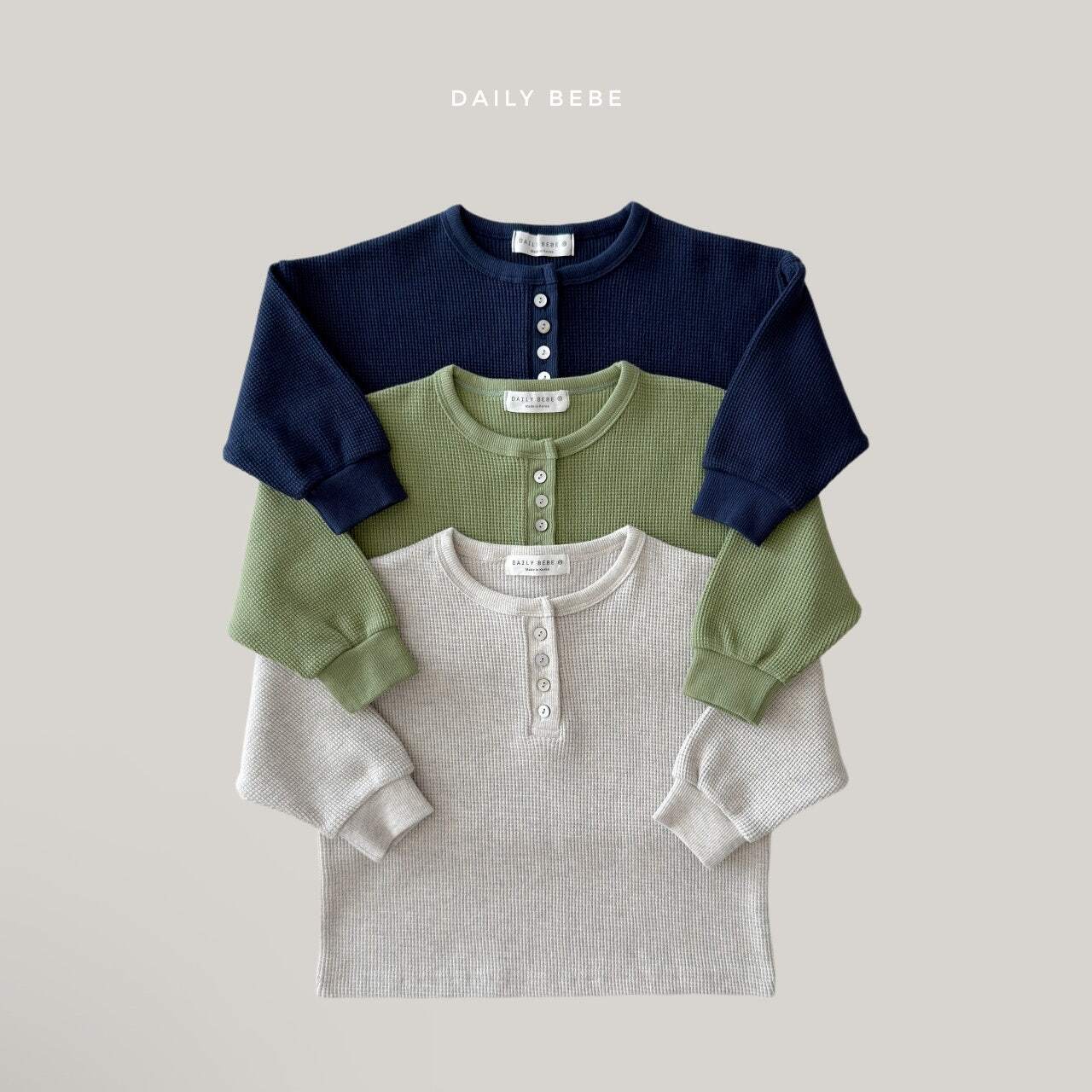 waffle henley tee【DAILYBEBE】※10月中旬発送予定