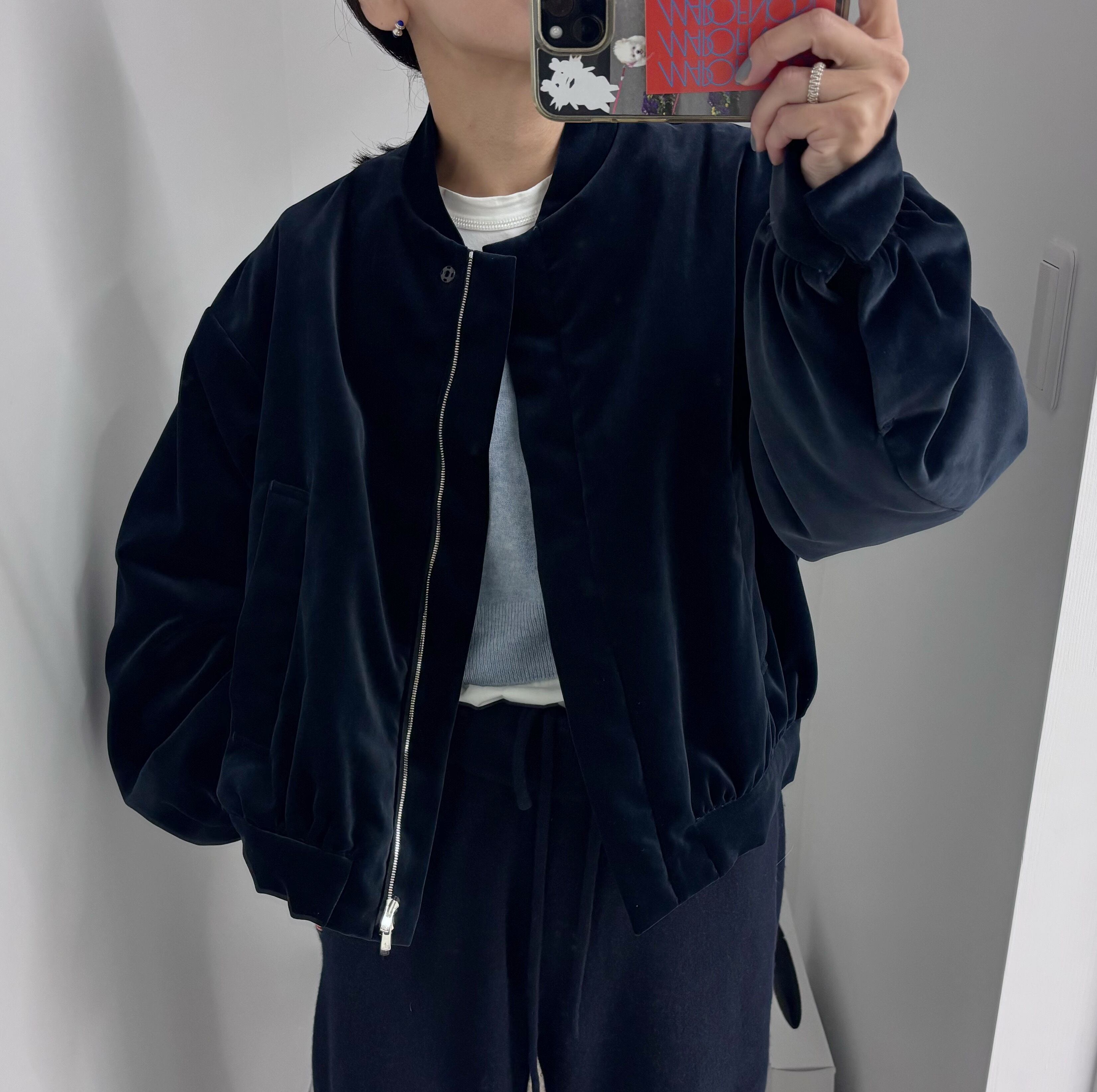 TENNE HANDCRAFTED MODERN velvet padded blouson Navy | doodle