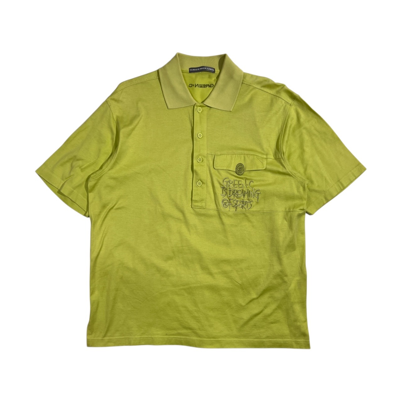 GREEN CLUBS グリーンクラブ 刺繍 胸ポケット 天竺 半袖 ポロシャツ サイズ 4/ライトグリーン系 メンズ ライカ ゴルフ