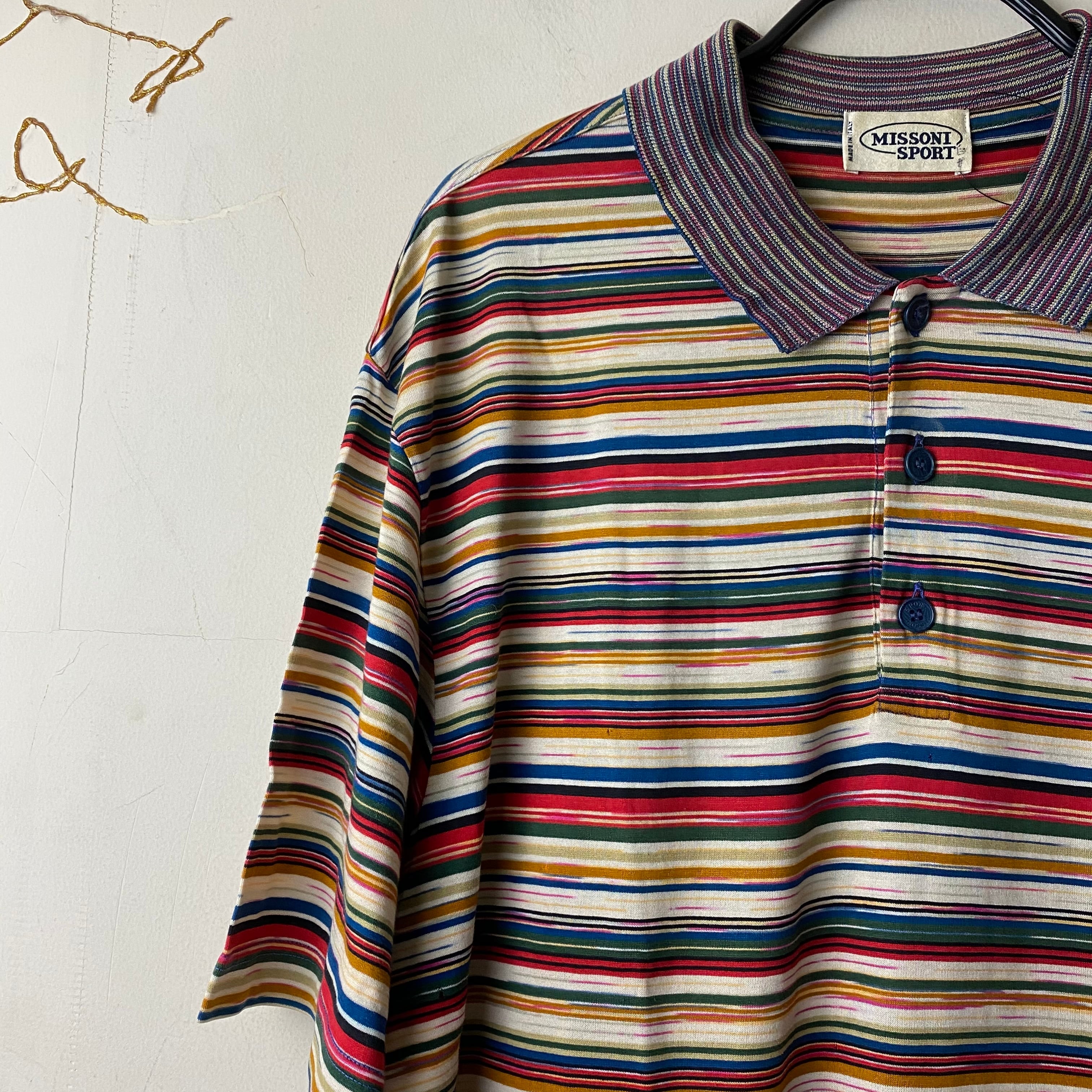 90s ビンテージ MISSONI SPORT ニット ポロシャツアーカイブ vintage MISSONI SPORT border polo shirt | NOIR ONLINE