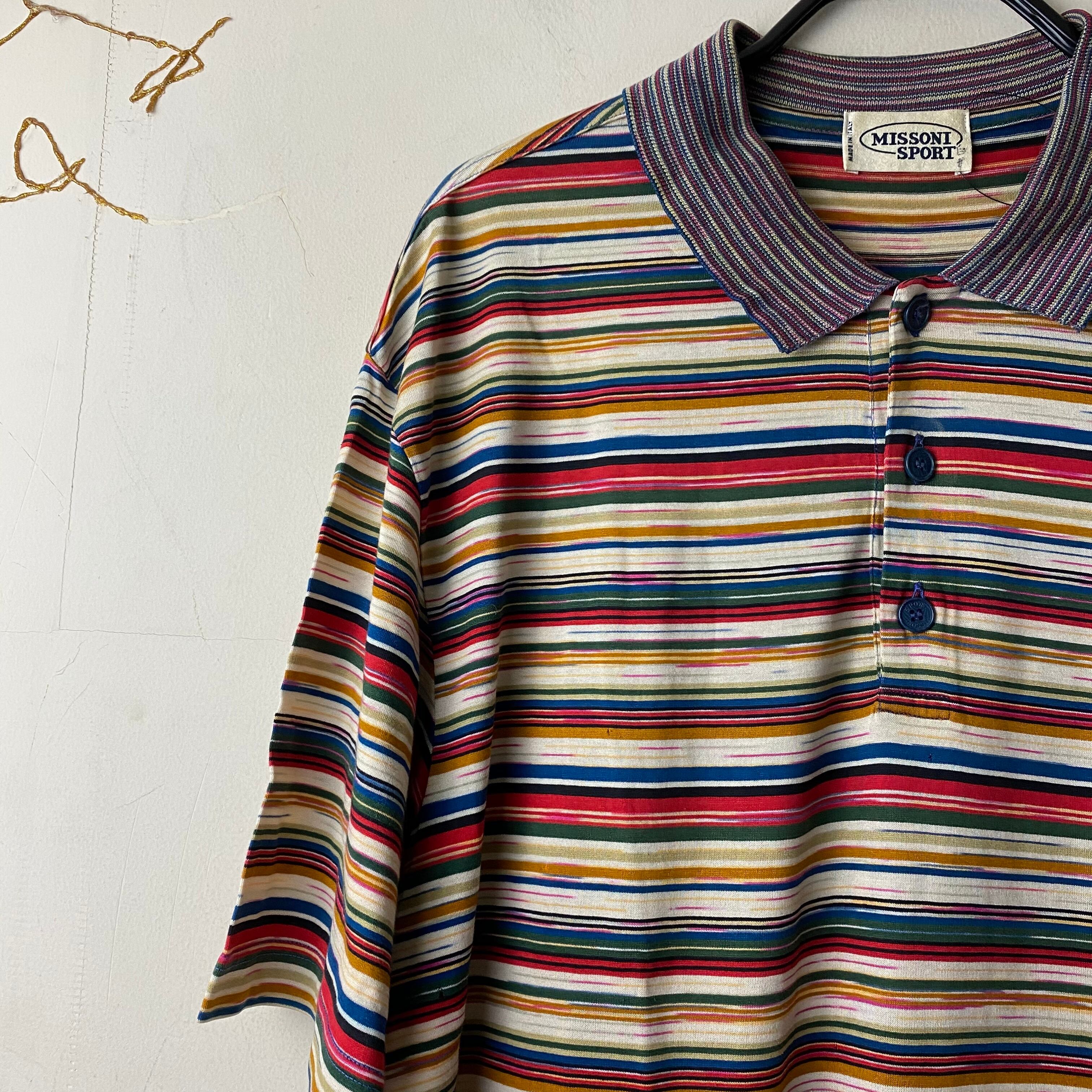 vintage MISSONI SPORT border polo shirt | NOIR ONLINE