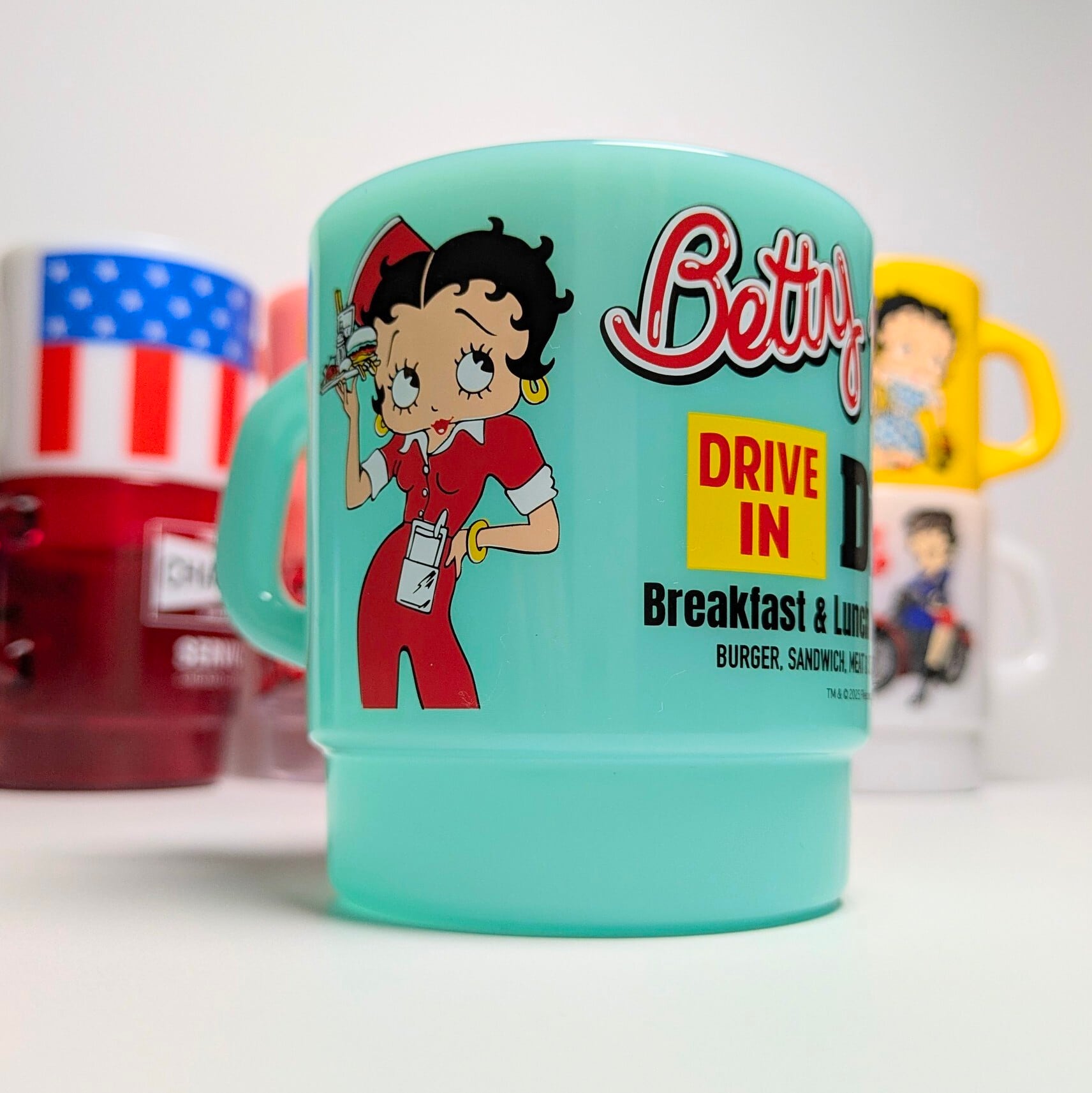 【 STACKING MUG / スタッキングマグ   積み重ねられるマグ  】 Betty Boop（ ベティ ブープ ） / 『 DRIVE IN Diner 』 / ミルキーミント 〚アメリカン雑貨 アメトイ〛