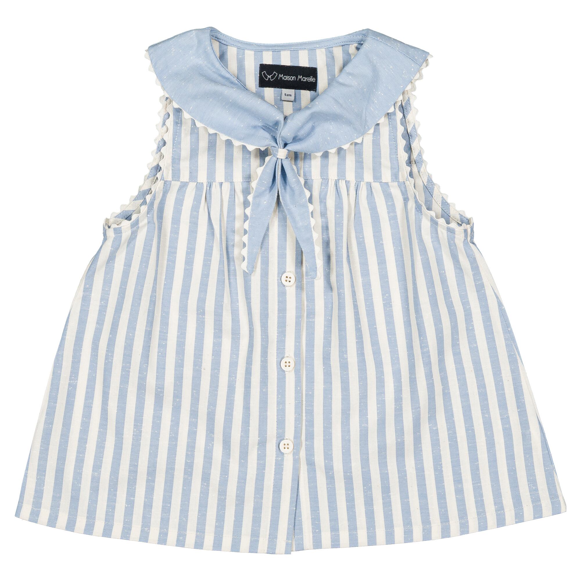 【予約・特典あり】Maison Marelle / Shirt TRUDAINE- blue stripes / 6Y~12Y