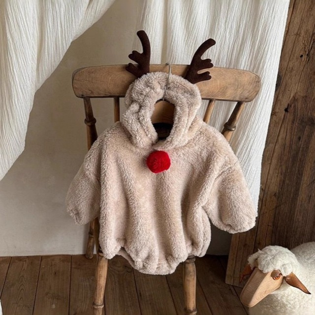 【クリスマス】ベビー　クリスマス　もこもこ　ロンパース