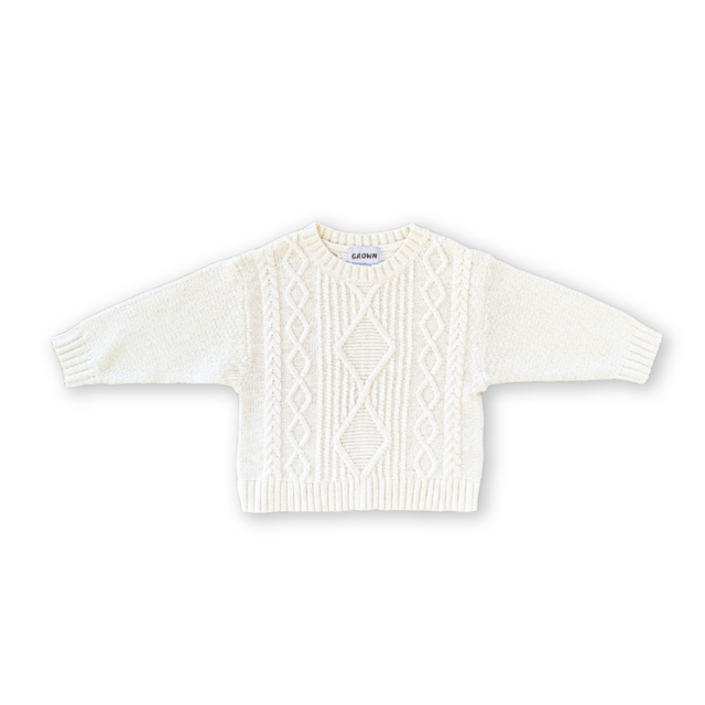 【GROWN】Chunky Cable Knit Pull Over - Milk