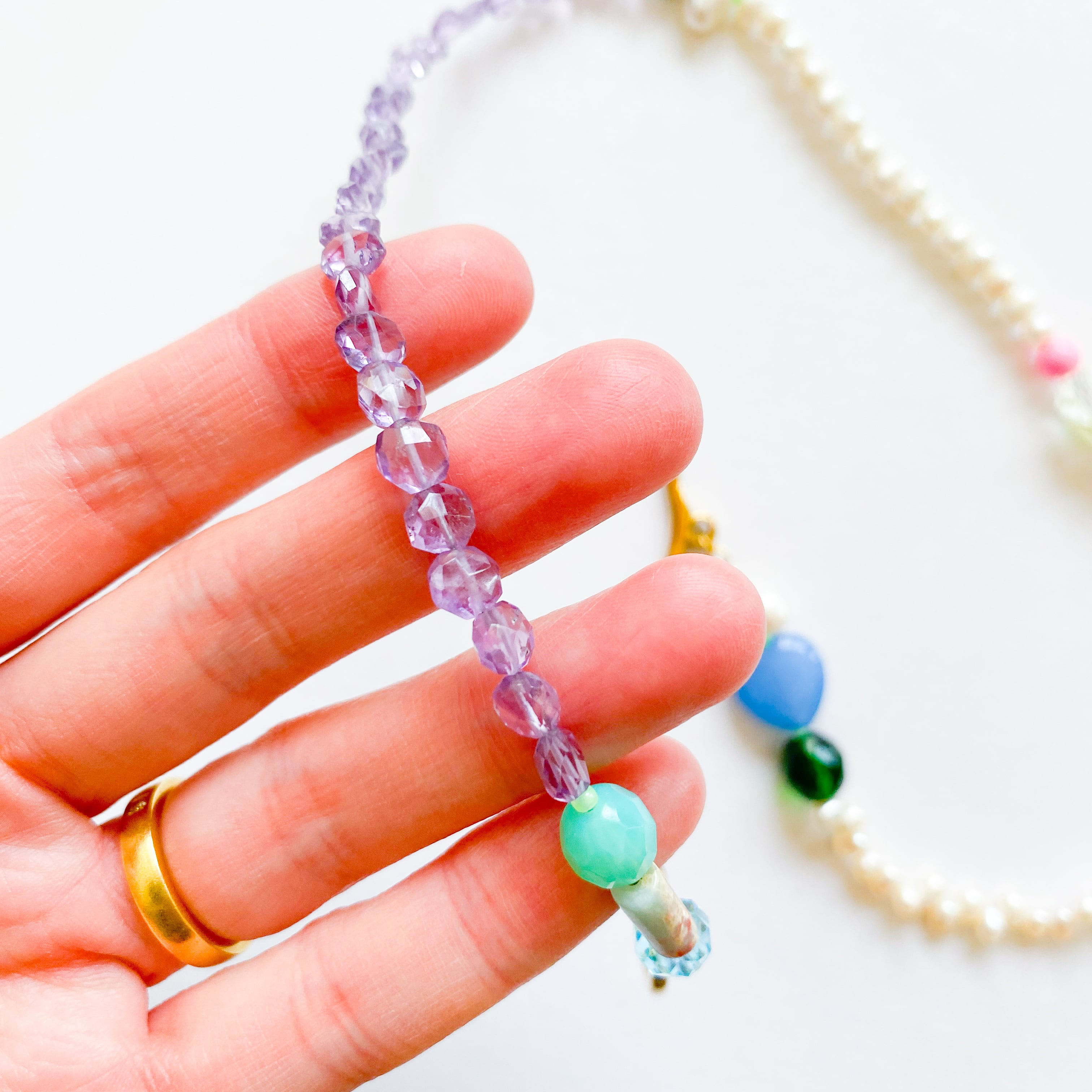 淡水パールとビーズのネックレス(たまに天然石)