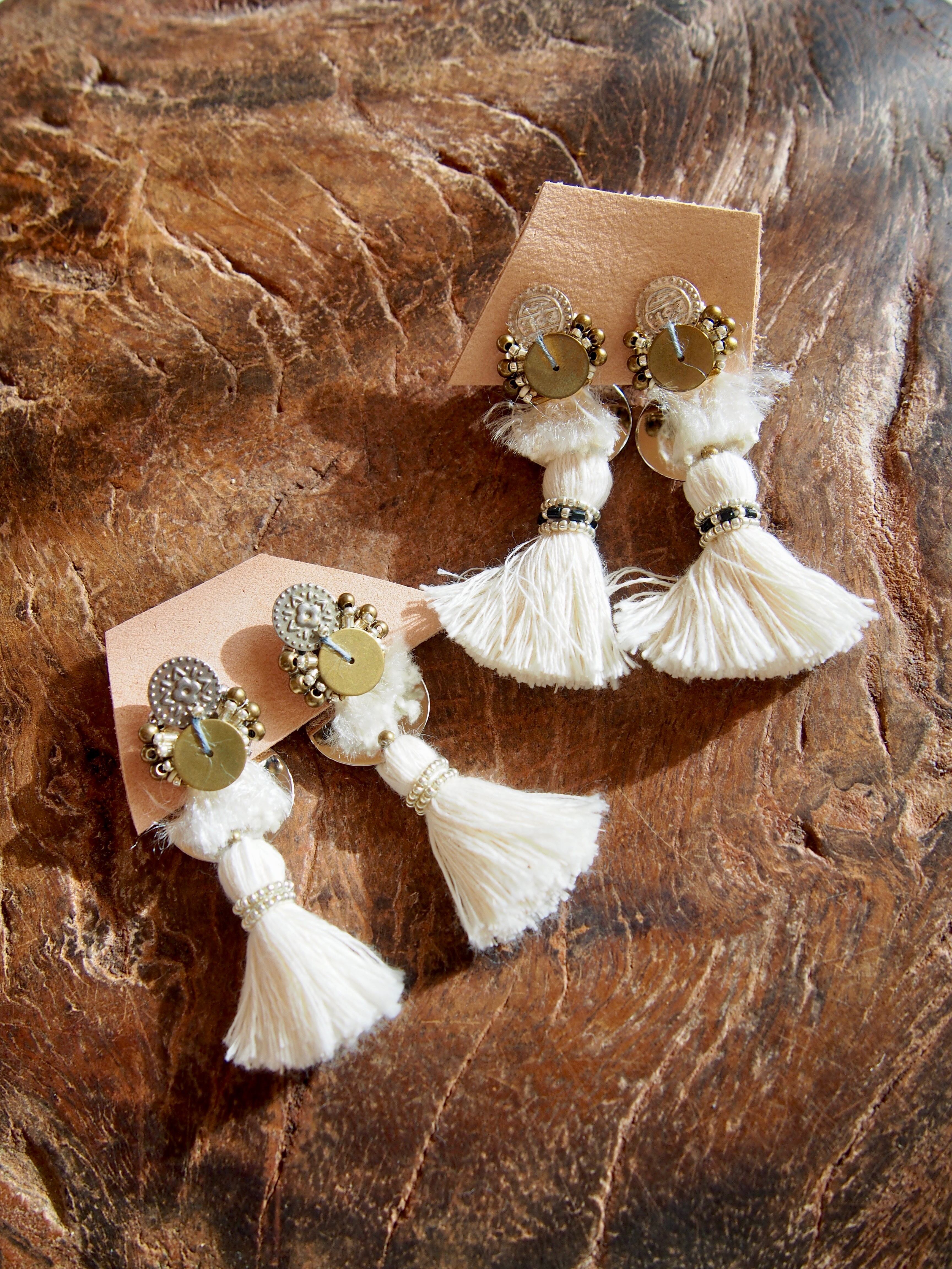 "cotton tassel earrings" -2way-
