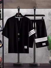 ワッフルセットアップ 半袖Tシャツ×ショートパンツ 夏カジュアル