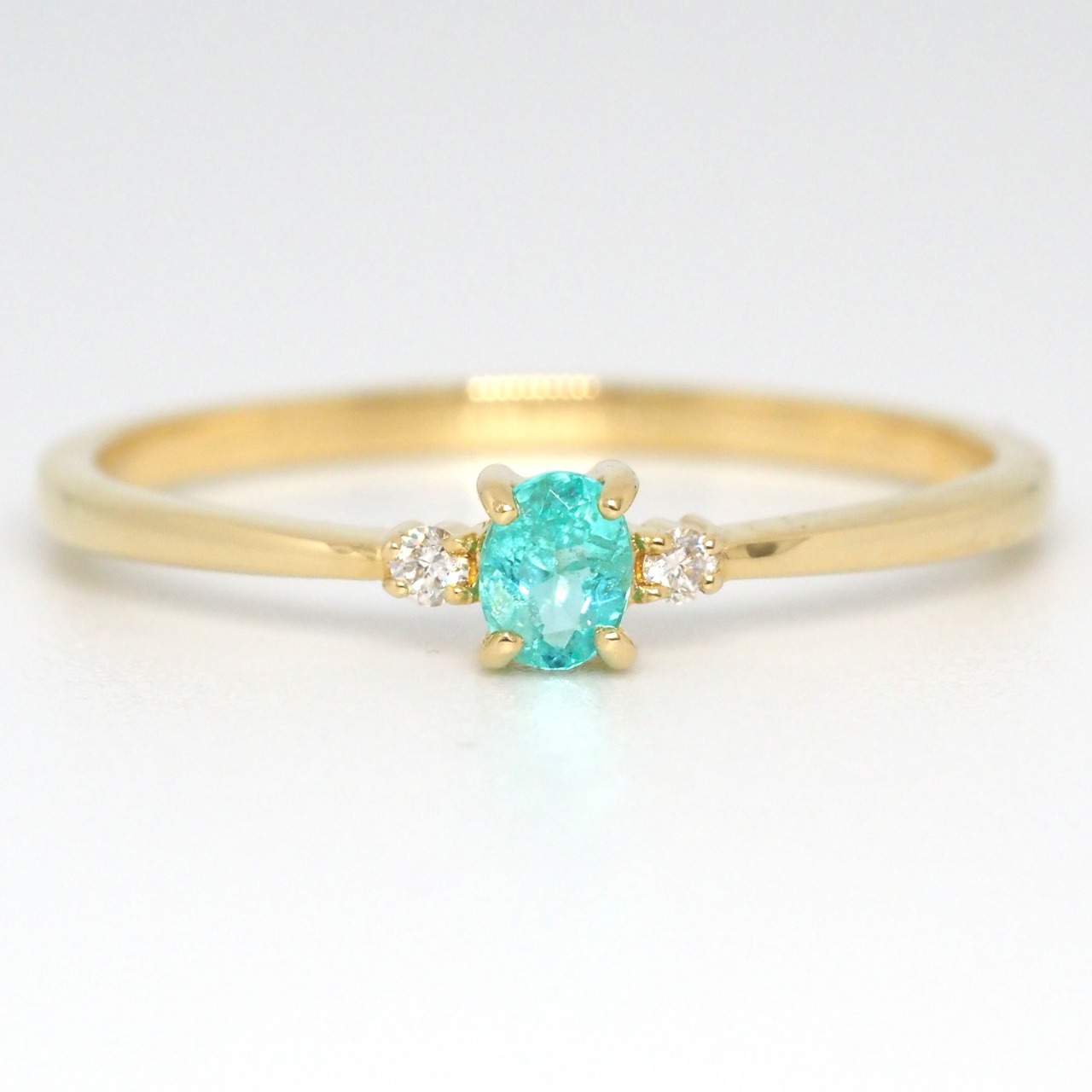 パライバトルマリン ブラジル産 リング 0.115ct D0.02ct k18 CGL産地鑑別書付き