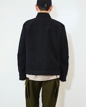 kujaku - Box Silhouette Wool Jacket :Black|二重織り/裏起毛“表使い”/バイオウォッシュ