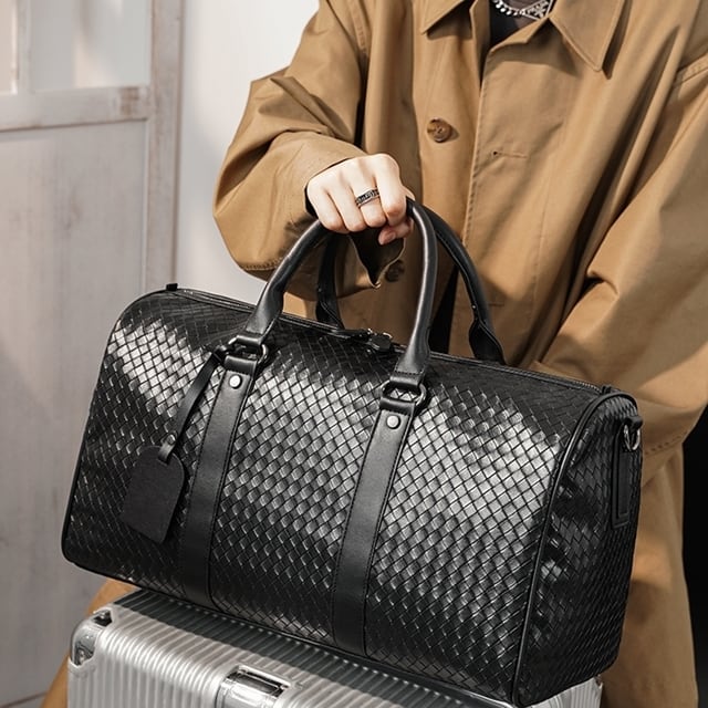 【予約販売】ボストンバッグ ショルダーバッグ メンズ 大容量 メッシュ 編み込み レディース 黒 ブラック トラベル 大型 旅行 出張 ジム スポーツ ヨガ フィットネス 旅行かばん こなれ感 お洒落 韓国 トレンド