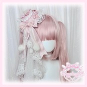 ♡【全6色】マシュマロぽんぽんリボン ロリィタミニハットヘアクリップ＋ヴェールセット purple×pink ♡