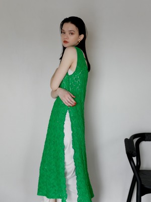 【5th anniversary limited item】lace high slit onepiece（green）