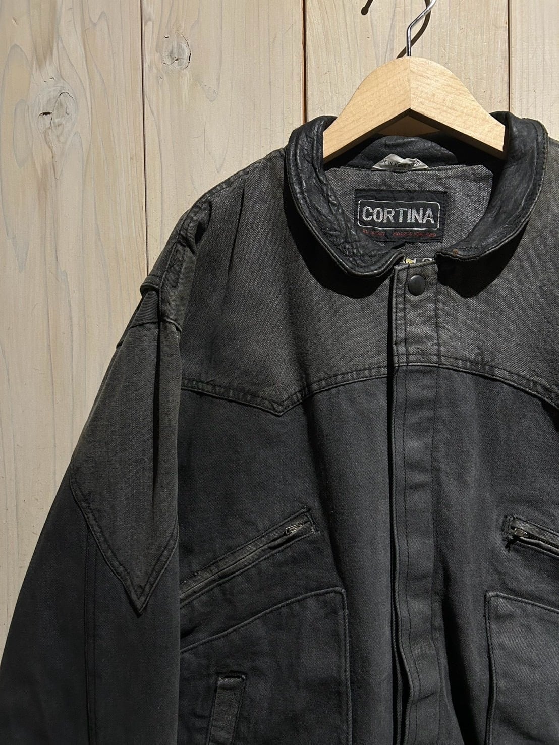 a.k.a.C.a.k.a vintage】Leather × Duck Switching Vintage Denim