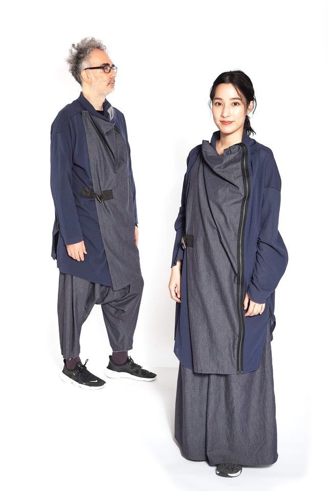 COAT/STOLE ［DFA AWARD］DENIM&COTTON NAVY コートストール［着るアート］ 有吉くんの正直さんぽで紹介301621［登録意匠］