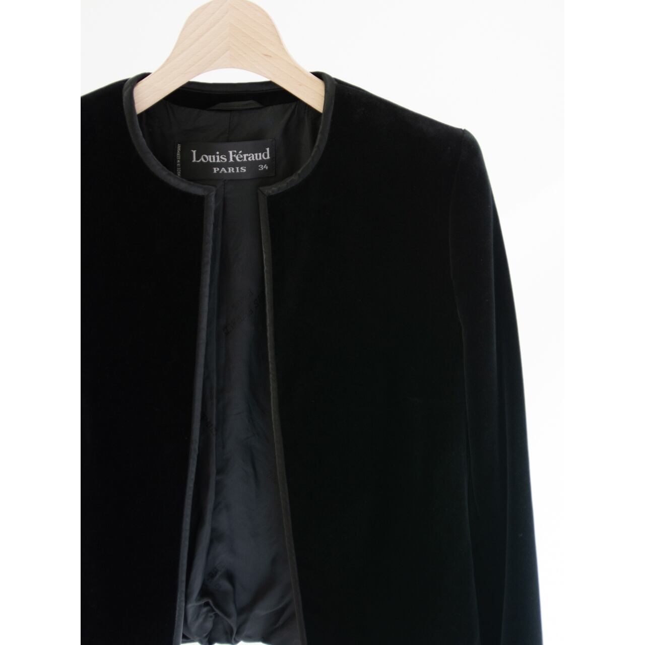 【Louis Feraud PARIS】Made in W.Germany 100% Cotton Velvet Collarless Jacket（ルイ フェロー 西ドイツ製 コットンベルベット ノーカラージャケット）