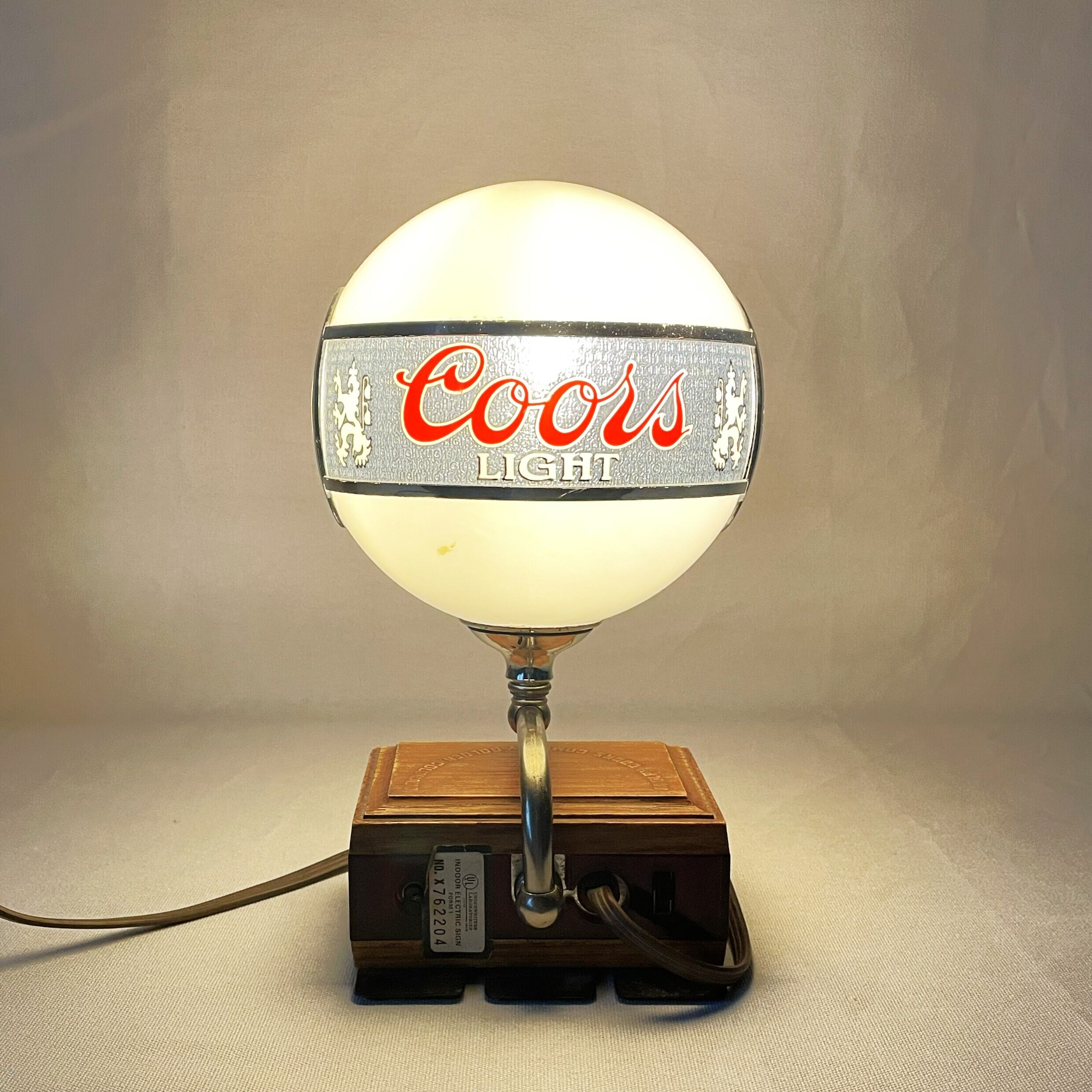 80s Coors Lighted Bar Lamp with Clock Base | YUH ANTIQUE