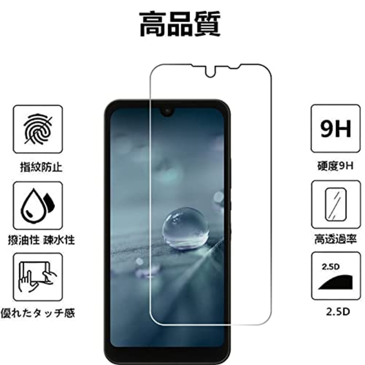 FOR AQUOS wish SHG06 /AQUOS wish3 A302SH/ Wish2 SH-51C 用のガラスフィルム for AQUOS wish SHG06 用の液晶保護フィルム 強化ガラスフィルム 日本製素材旭硝子製 の透過性好 2.5D ラウンドエッジ加工 極上のタッチ感 0.33mm超薄 硬度9H 耐指紋 for AQUOS wish SHG06 / wish3 A302SH/ Wish2 SH-51C 用の液晶保護フィルム (AQUOS wish SHG06)