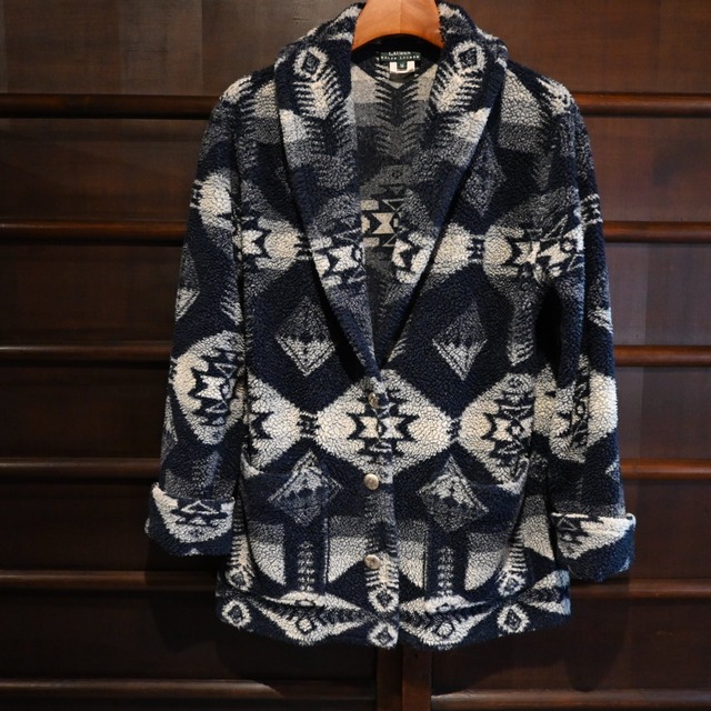90's vintage ralph lauren  native pattern fleece jacket