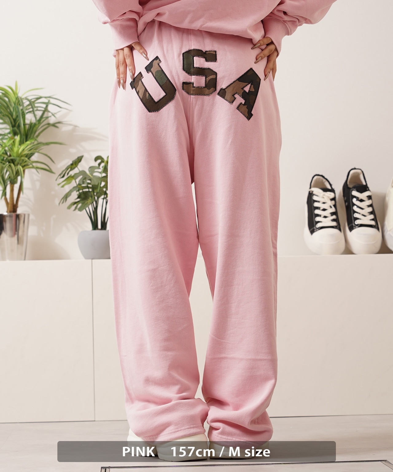 ◆USAアップリケ ピグメント スウェットパンツ◆wi-759029