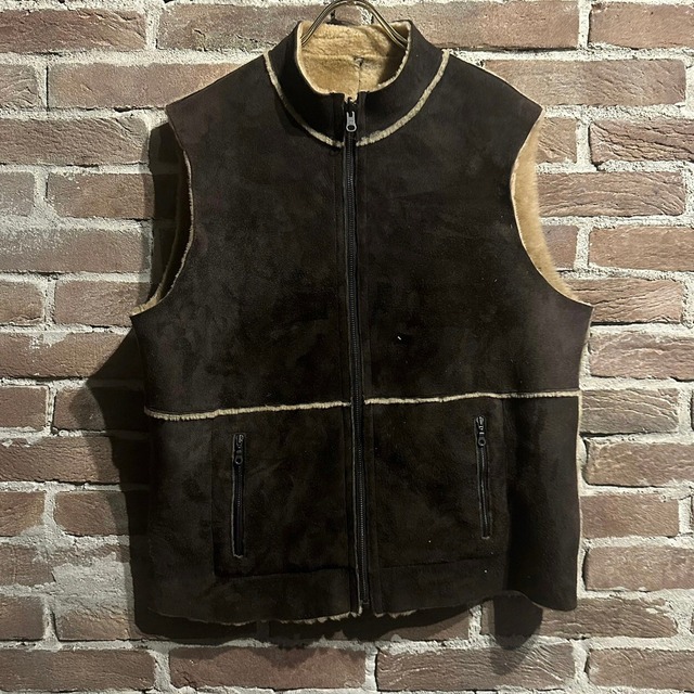 【Caka act3】Reversible Mouton Leather x Boa Loose Vest
