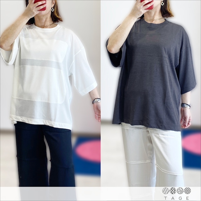 TAGE フレームステッチバギーTシャツ (ブラック/ホワイト/チャコール) 2601-TGCS749