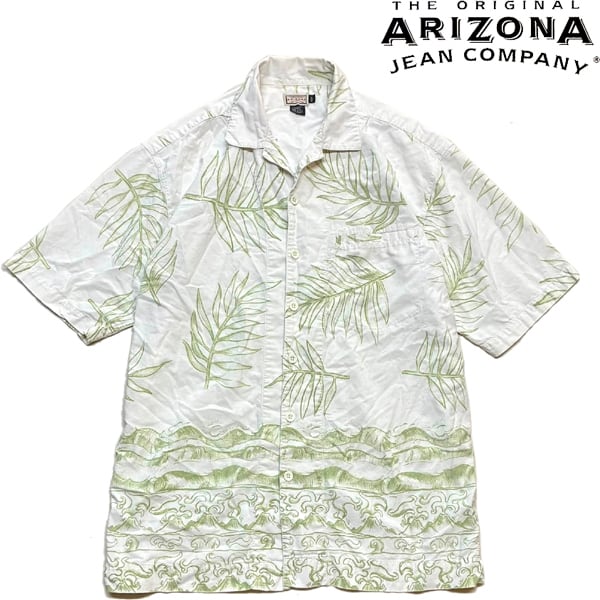 1点物◇ARIZONAハワイアンシャツ白アロハシャツ古着MメンズXL