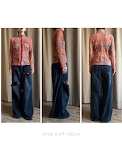 paisley pattern sheer high neck tops-5134-1