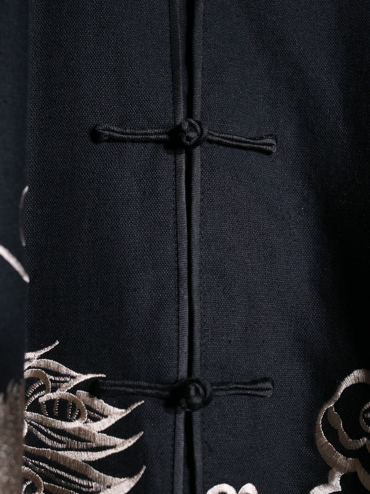 "刺繍×龍" front and back design black china shirt - 12