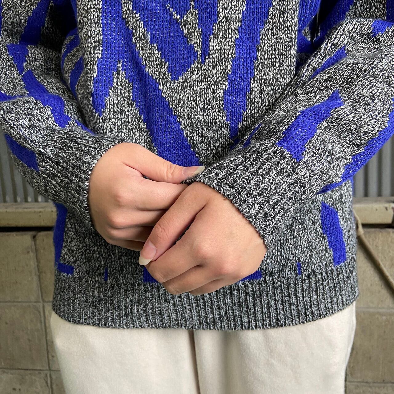 USA製 HI-OCTANE 総柄 アクリル ニットセーター レディースL相当 古着