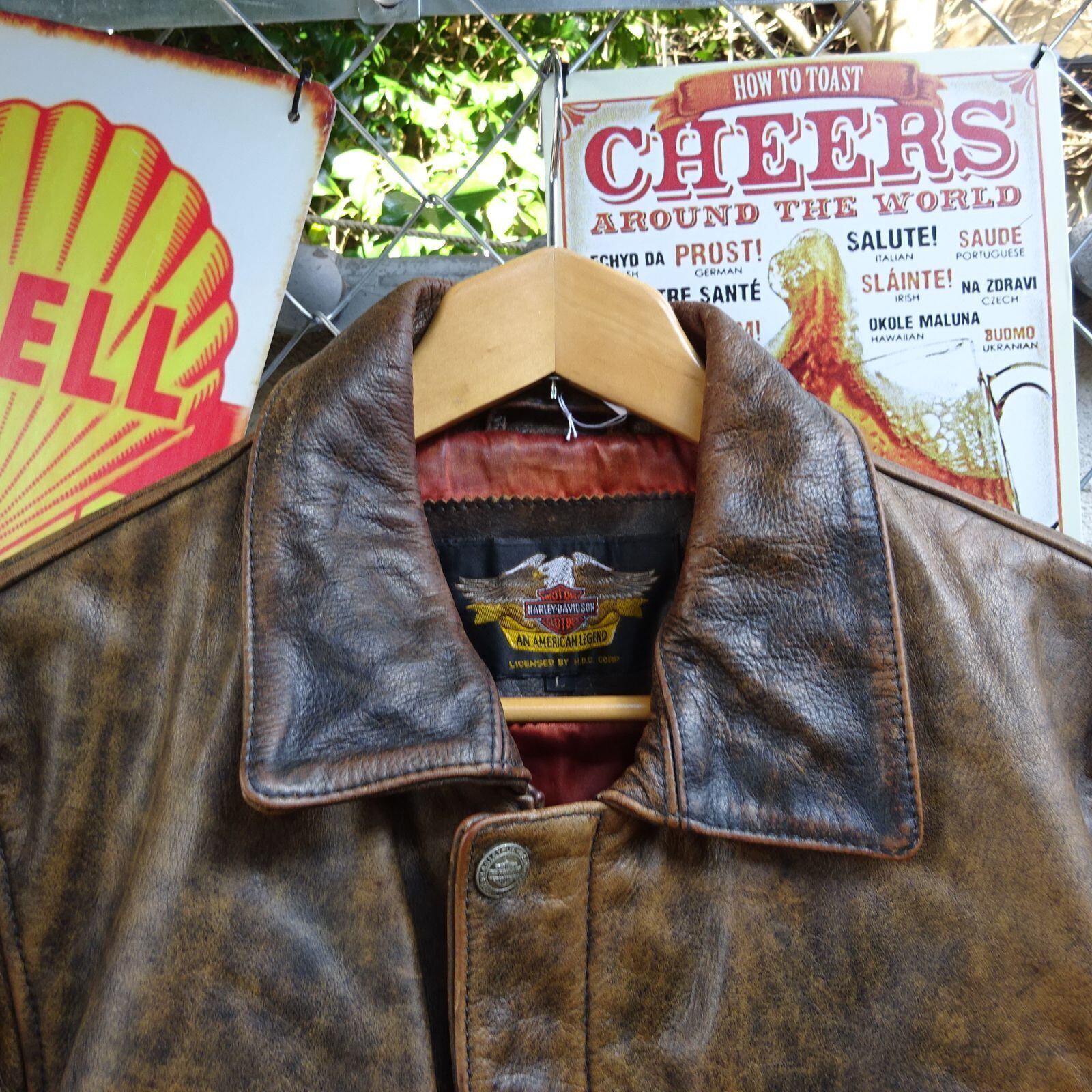 ハーレーダビッドソン】革ジャン・ズボン 上下セット Lサイズ／牛革